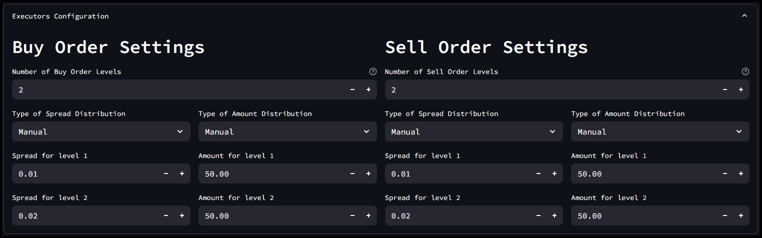 buy / sell settings